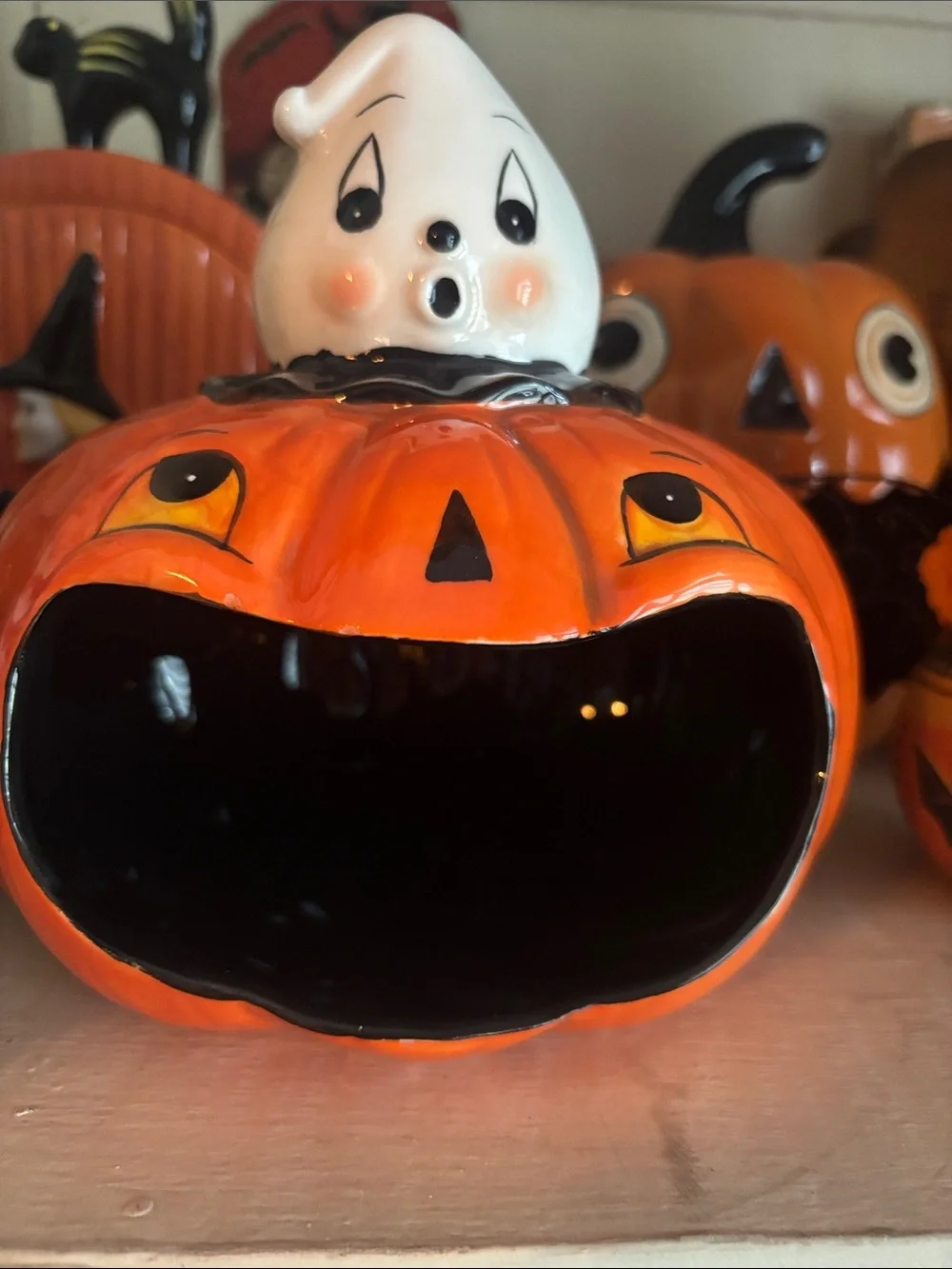 Johanna Parker Ceramic Halloween pumpkin candy bowl